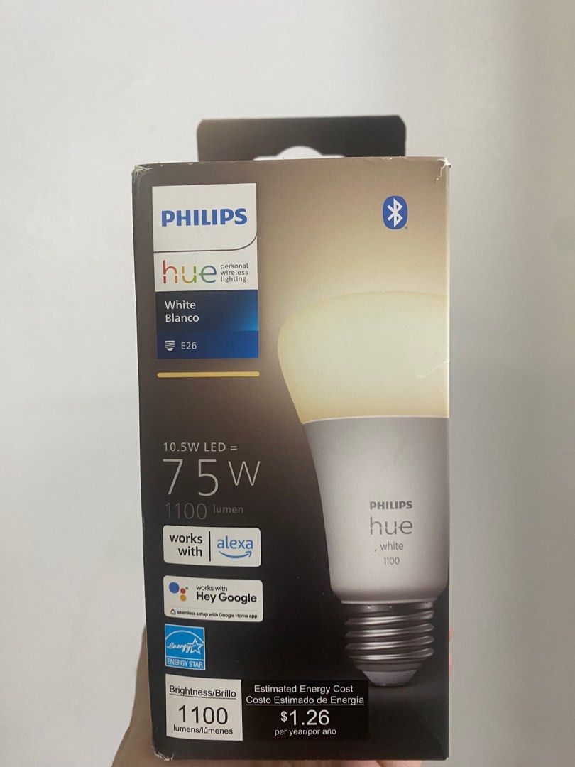 Philips Hue White Smart Bulb 2-Pack, 1100 Lumens, Bluetooth & Zigbee  Compatible, Works with Alexa & Google Assistant, Dimmable Only