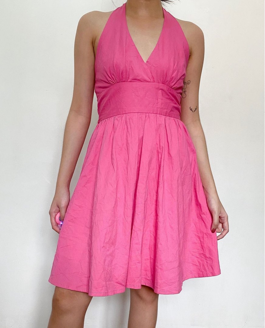 Pink Halter Mini Dress, Women's Fashion, Dresses & Sets, Dresses on ...