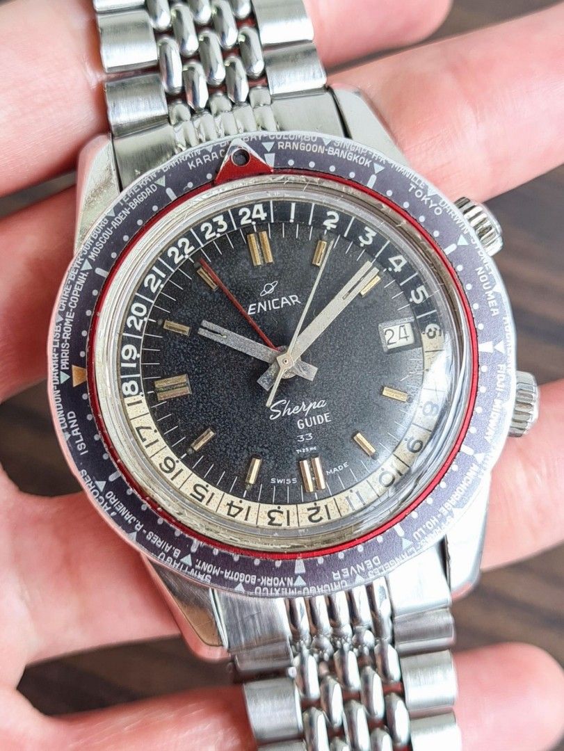 Rare and Early 1963 Enicar Sherpa Guide 33 Seapearl 126/001
