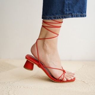 Red hot Chilli lace up japan heels string tali cny