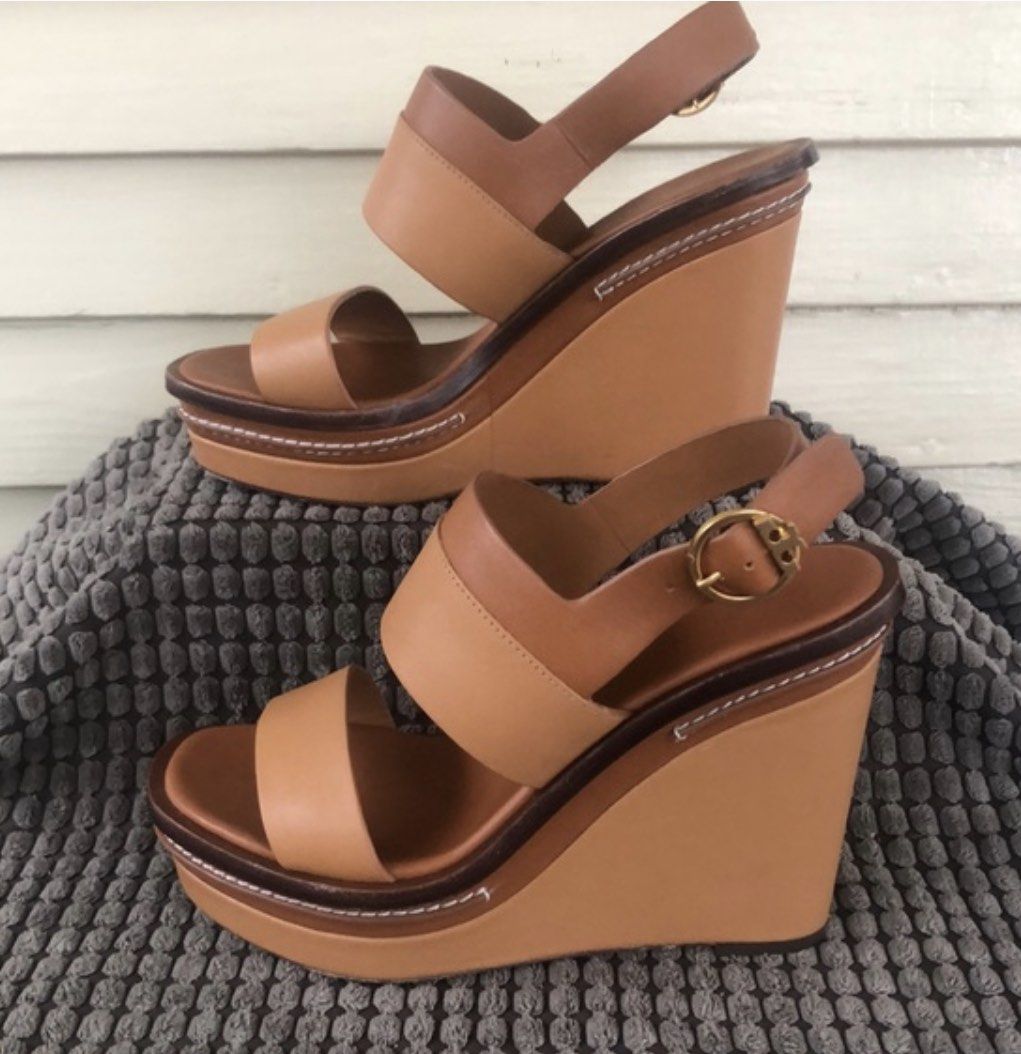 Sandals TORY BURCH Selby 120Mm Wedge, Women's Fashion, Footwear, Wedges on  Carousell