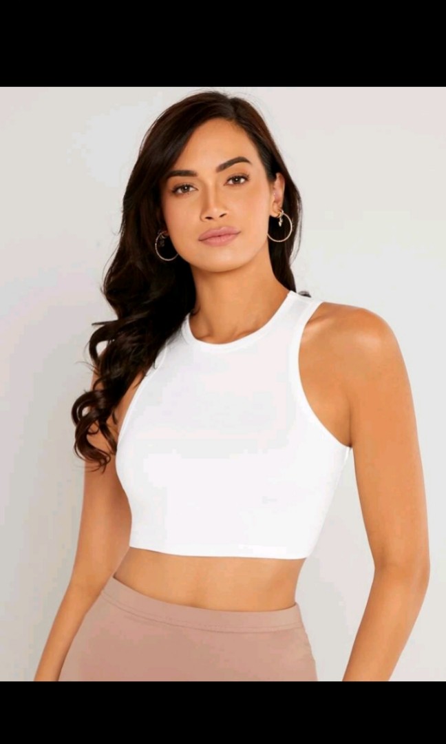 White Shein Basics Tank Crop Top Womens Fashion Tops Sleeveless On Carousell 8098