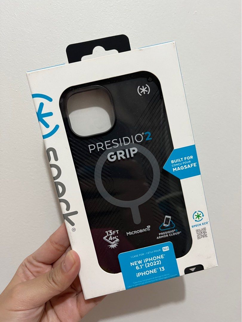 Speck Presidio2 Grip MagSafe Hülle – Fallschutz 3,5 M, Weiche Haptik, Für IPhone 15/14 Plus