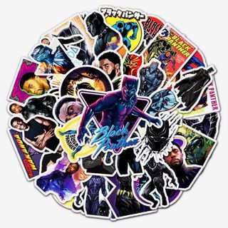(Stickers) 50pc Black Panther Wakanda Marvel Series Chadwick Comics Assorted Styles