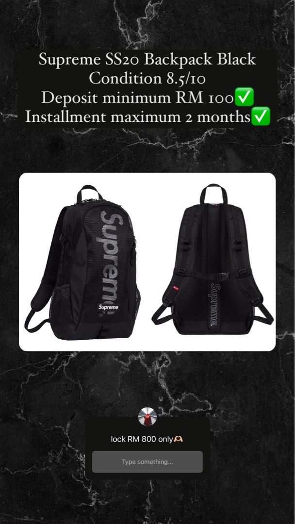Supreme SS20 Backpack, Men's Fashion, Bags, Backpacks on Carousell