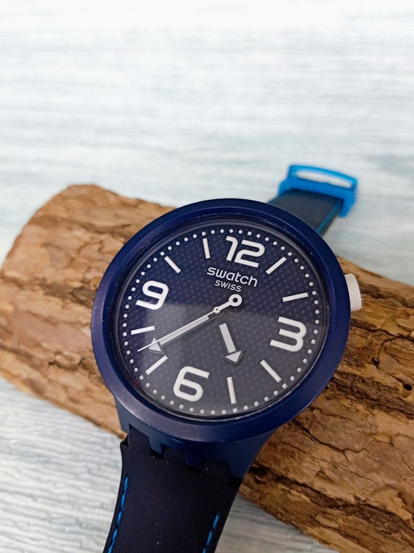 Swatch Big Bold Blue face Quartz Watch with rubber strap Model