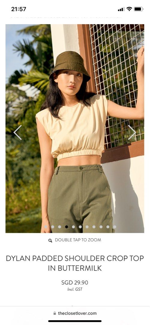 TCL Dylan Padded Shoulder Crop Top in Buttermilk (Size M), Women's Fashion,  Tops, Blouses on Carousell