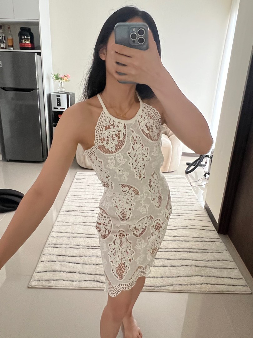 Thread Theory Singapore Dress brukat putih not love and flair mds love