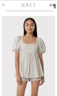TRACIE PUFF SLEEVE BABYDOLL TOP #MADEBYLOVET (CLAY)