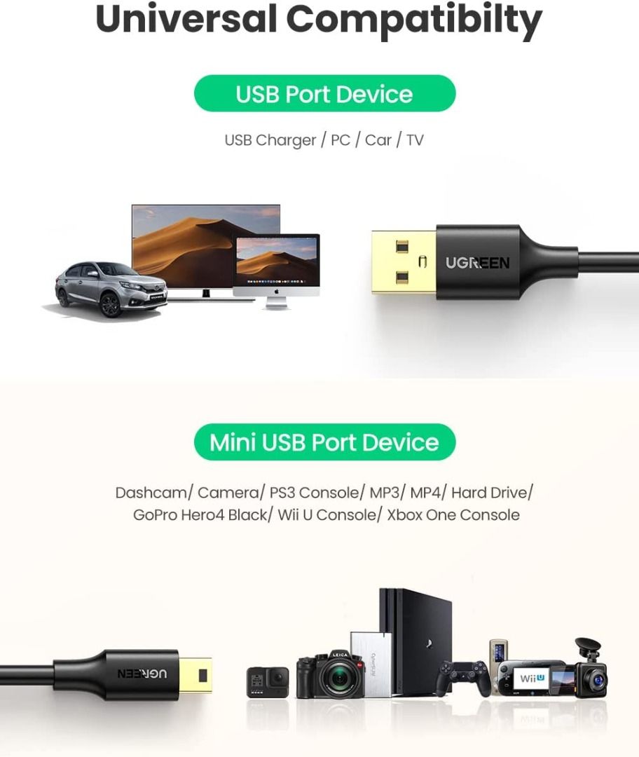 Usb C To Mini Usb 2.0 Adapter, (2-pack)type C Female To Mini Usb 2.0 Male  Convert Connector Support Charge & Data Sync Compatible Gopro Hero 3+, Mp3  P