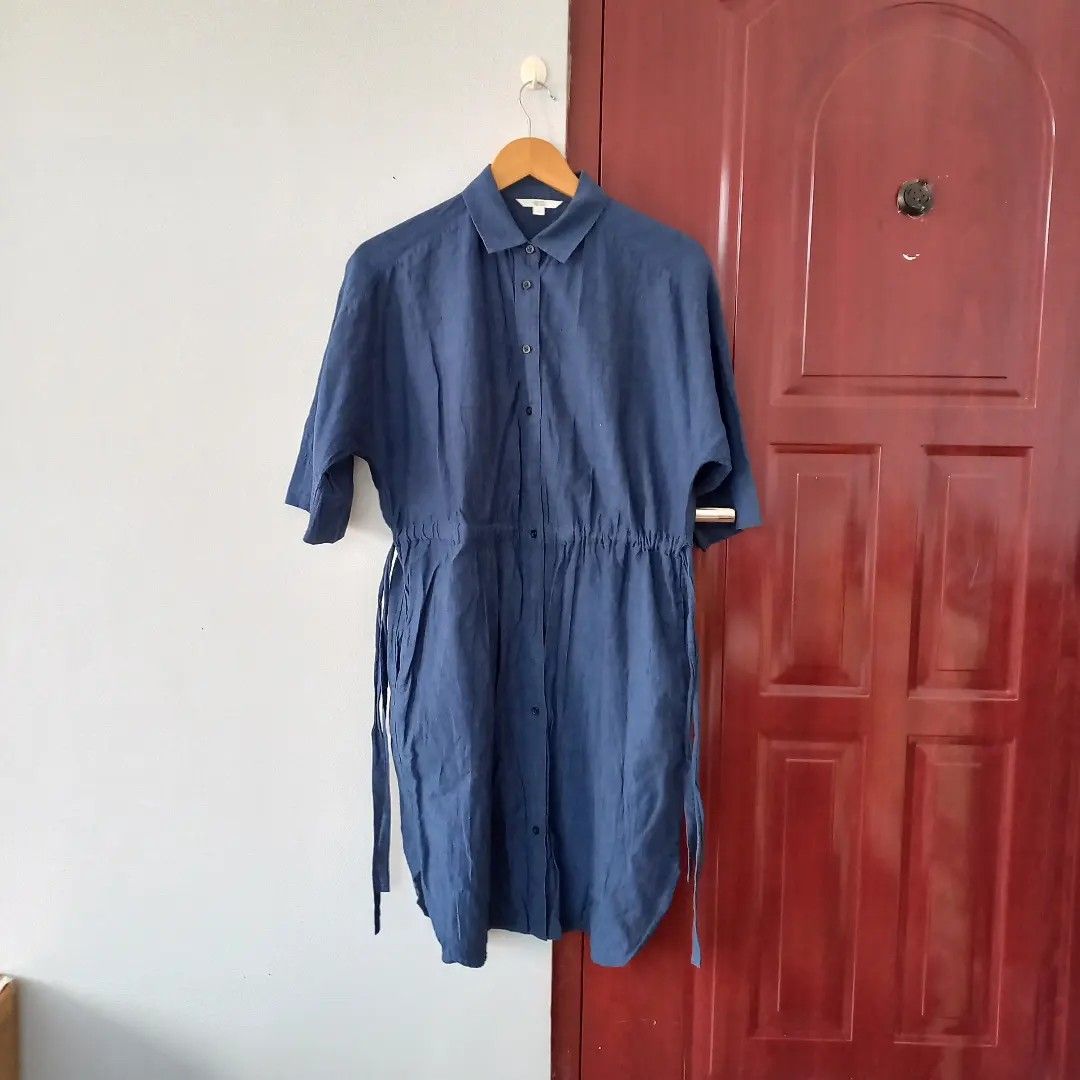 linen dresses new zealand Torino Linen Dress in Midnight
