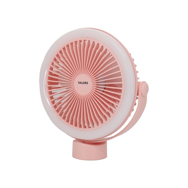 Valore Rechargeable Fan with Tripod LED Light LA31 Pink or