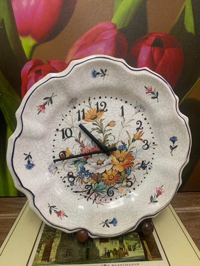 Vintage Swiss Scholer Quartz Melamine plate wall Clock 11