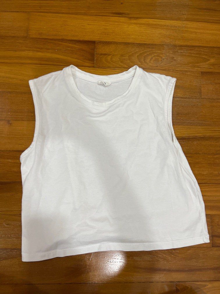 White cropped clearance muscle tee