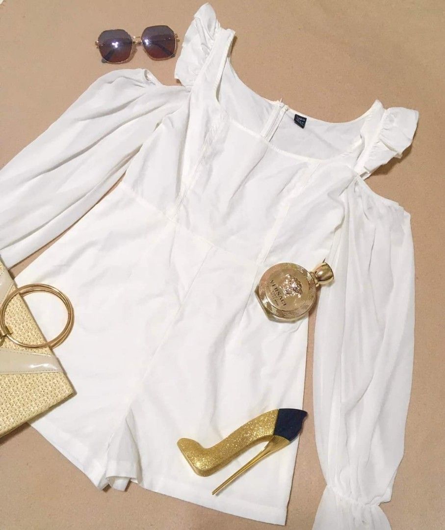White Romper, Women's Fashion, Dresses & Sets, Rompers on Carousell