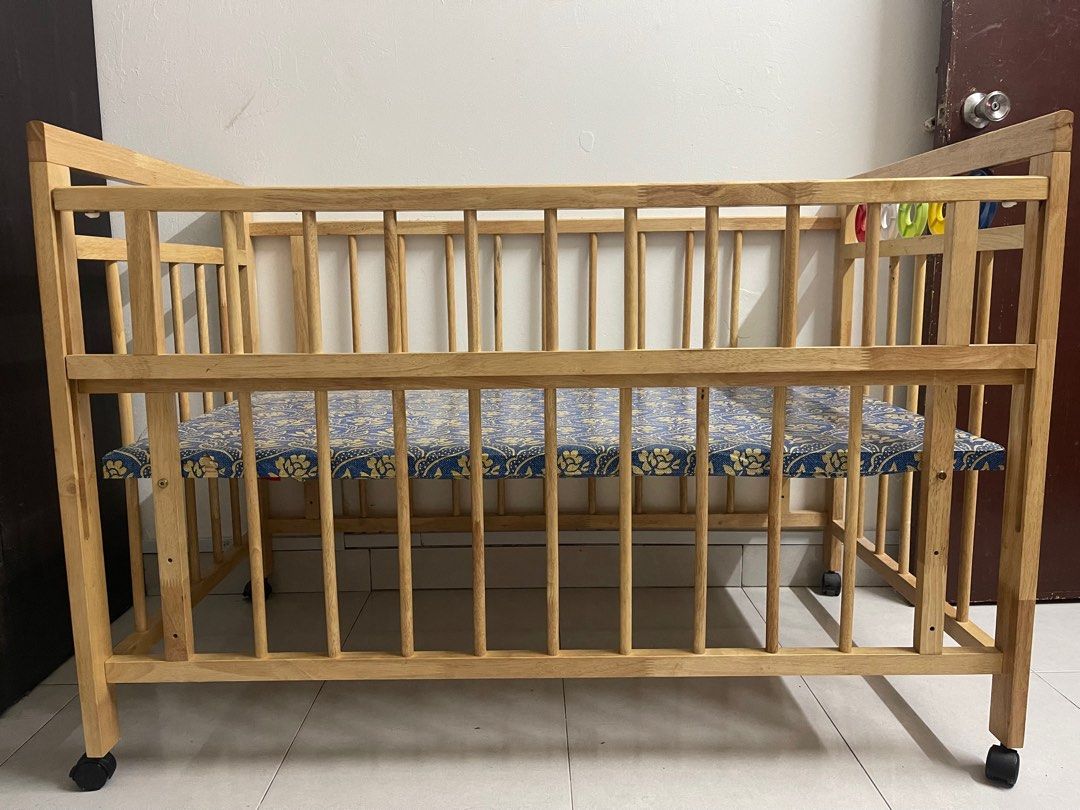 Wooden Baby cot katil kayu bayi, Babies & Kids, Baby Nursery & Kids