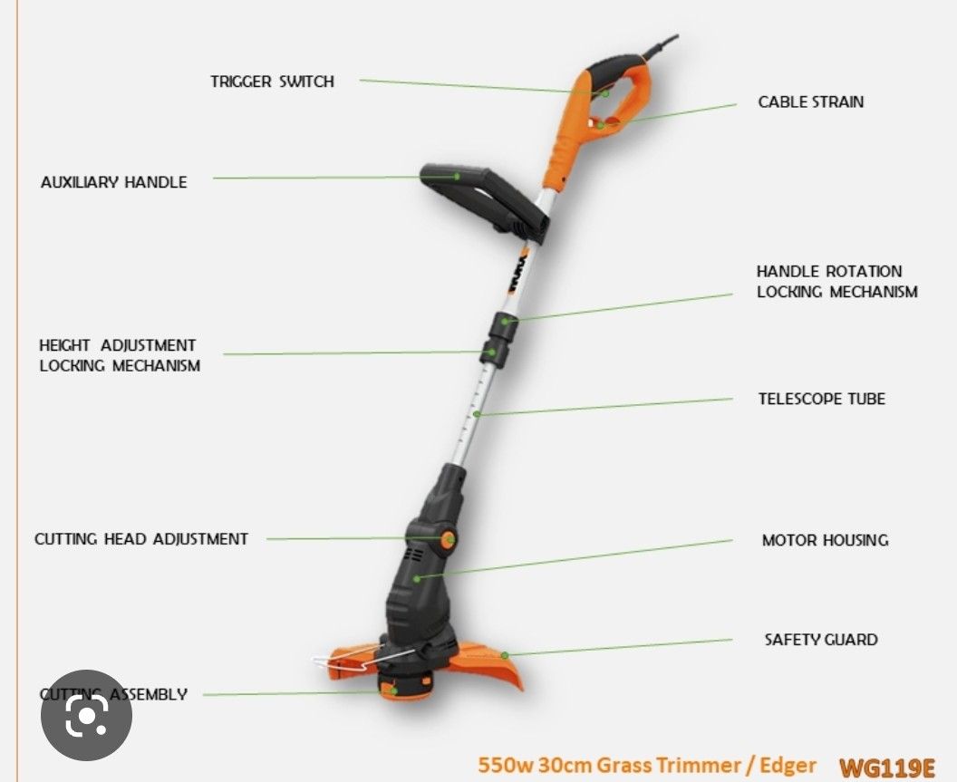WORX WG119E Corded Electric Gras Trimmer Furniture Home Living