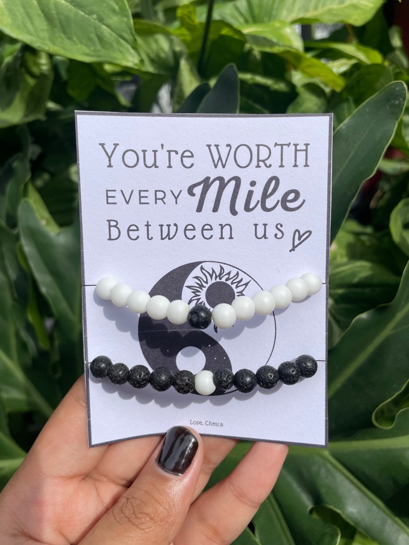 Yin yang distance couple bracelet