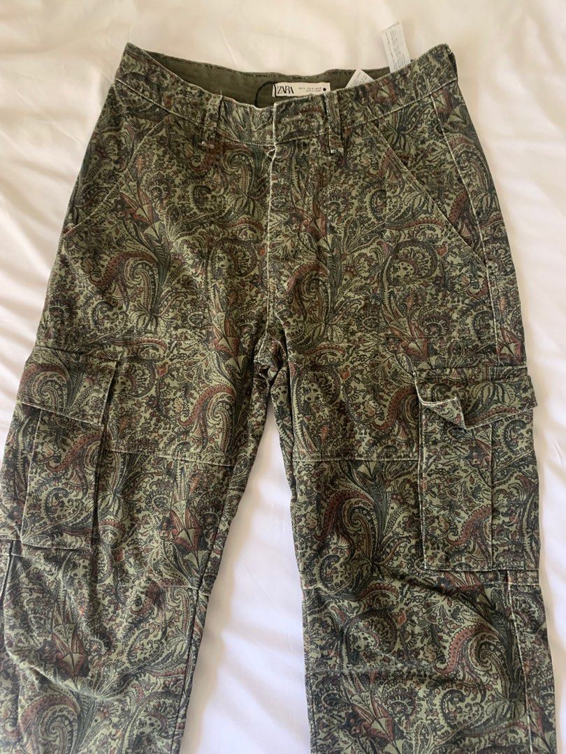 Zara Printed Cargo Pant Trousers, Women's Fashion, Bottoms, Other Bottoms  on Carousell
