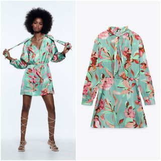 Zara Satin Floral Dress