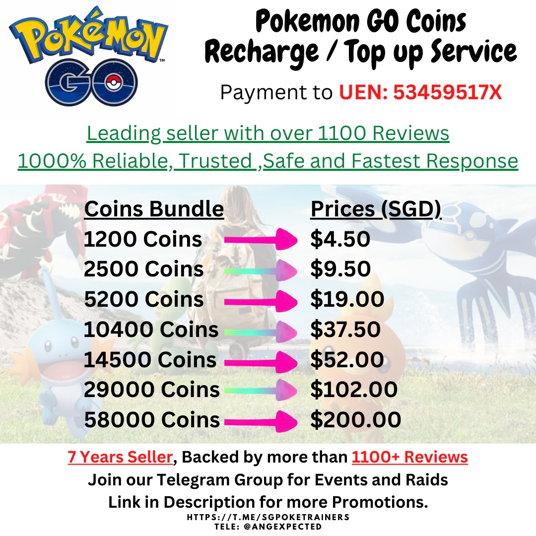 [1100+ Reviews] Pokemon Go top up PokeCoins Pokego coins Pokemon Go
