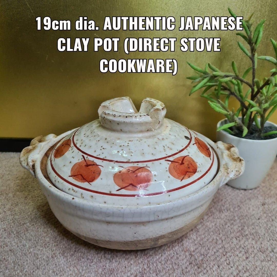 19cm dia. AUTHENTIC JAPANESE CLAY POT (DIRECT STOVE COOKWARE