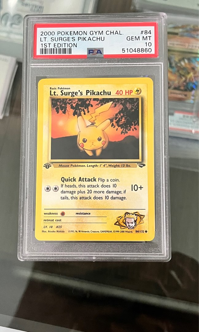 2000 Lt Surge Pikachu first edition PSA 10, Hobbies & Toys, Toys