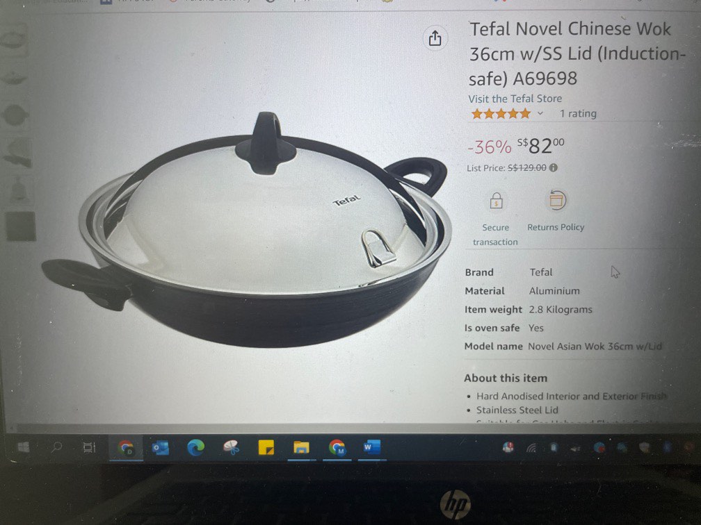 36 cm Tefal novel Chinese wok almost brand new, Furniture & Home Living