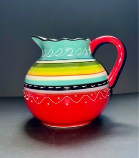 Abbott Collection Colourful Santa Fe Ceramic Belly Water Juice Pitcher