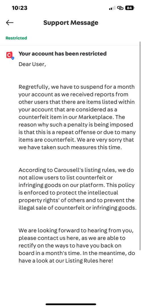 ACCOUNT SEBELUM NI KENA BANNED, Announcements on Carousell