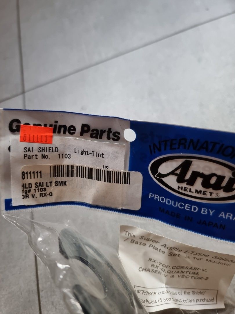 Arai Face shield for full face, Motorcycles, Motorcycle Accessories on