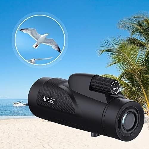 AUCEE Monocular Telescope 12x50 High Power HD Monocular for Adults with FMC Bak4 Prism Smartphone Holder Tripod Compact Waterproof Monocular Scope