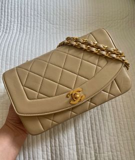 Authentic Vintage Chanel Small Diana dark taupe beige