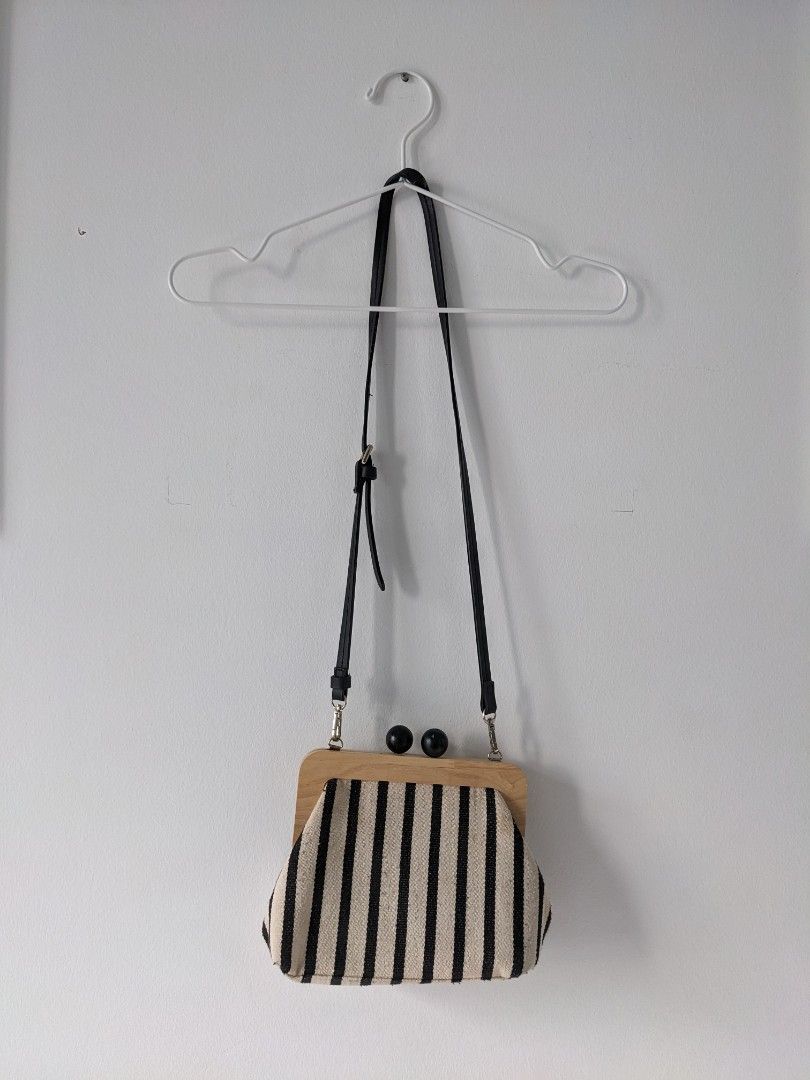 Black and white striped Zara shoulder bag, Women's Fashion, Bags & Wallets, Shoulder Bags on