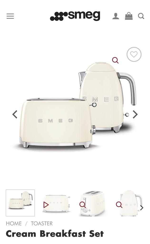 (BNIB) SMEG Breakfast Set (Kettle & Toaster) in cream, Furniture & Home
