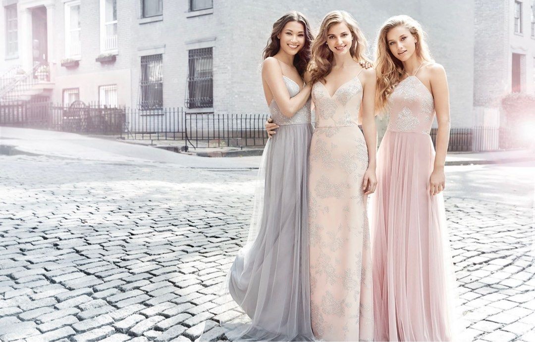 Brand New Hayley Paige Occasions Metallic Embellished Gown in Almond Women s Fashion Dresses Sets Evening dresses gowns on Carousell