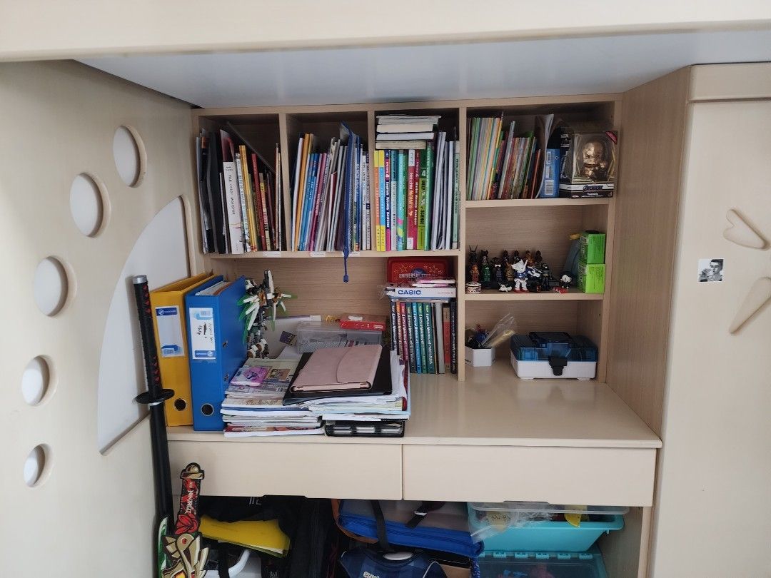 Bunk bed with and study table, Furniture & Home Living