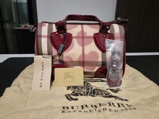 Burberry Red Nova Check PVC and Patent Leather Chester Boston Bag Burberry