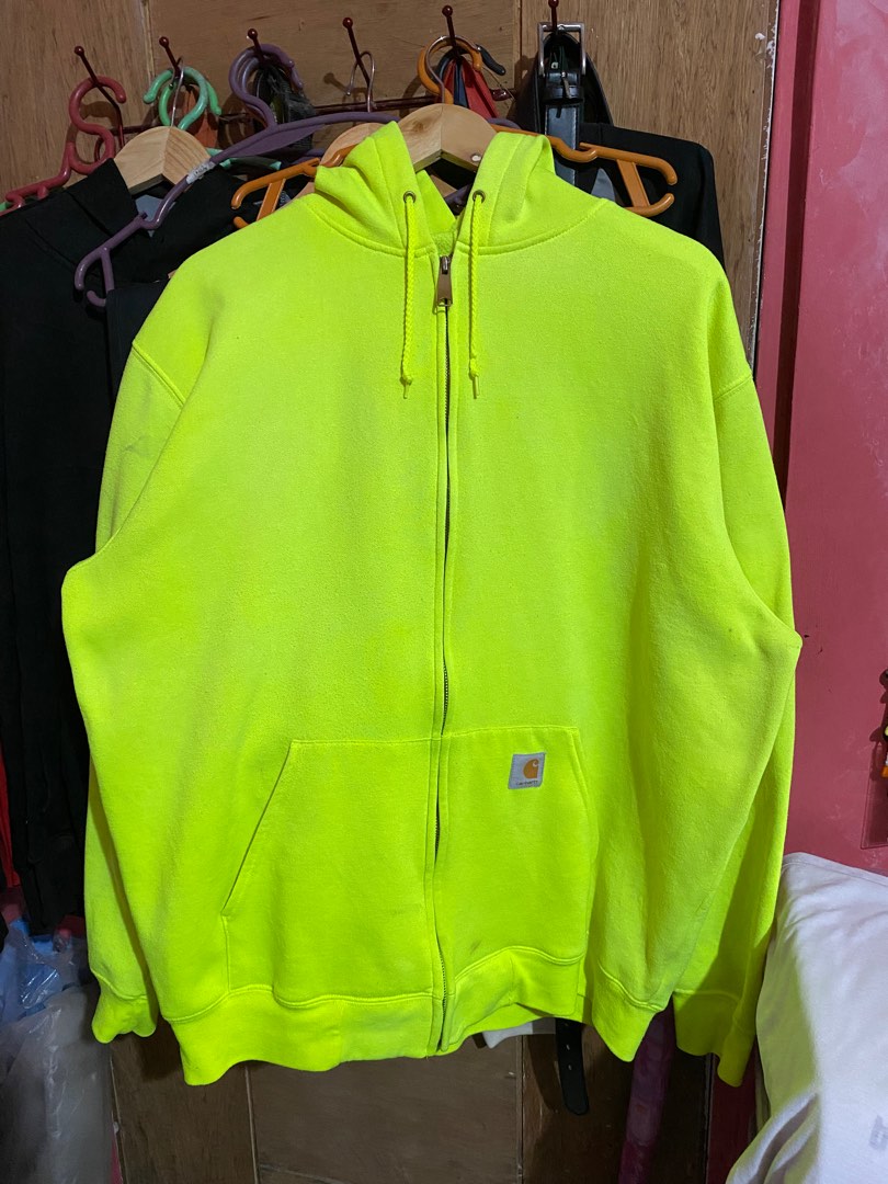 CARHARTT HOODIE NEON GREEN, Men's Fashion, Coats, Jackets and Outerwear ...