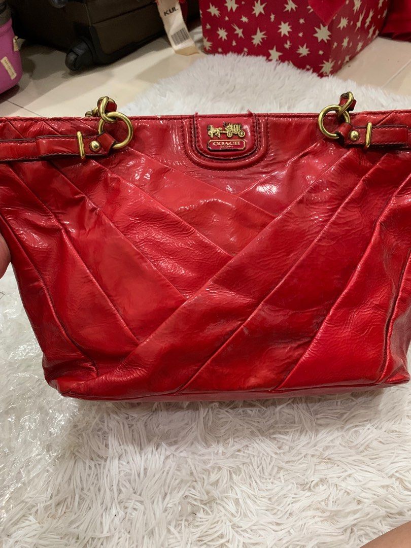 Authentic Vintage Coach Red Patent leather shoulder bag | eBay