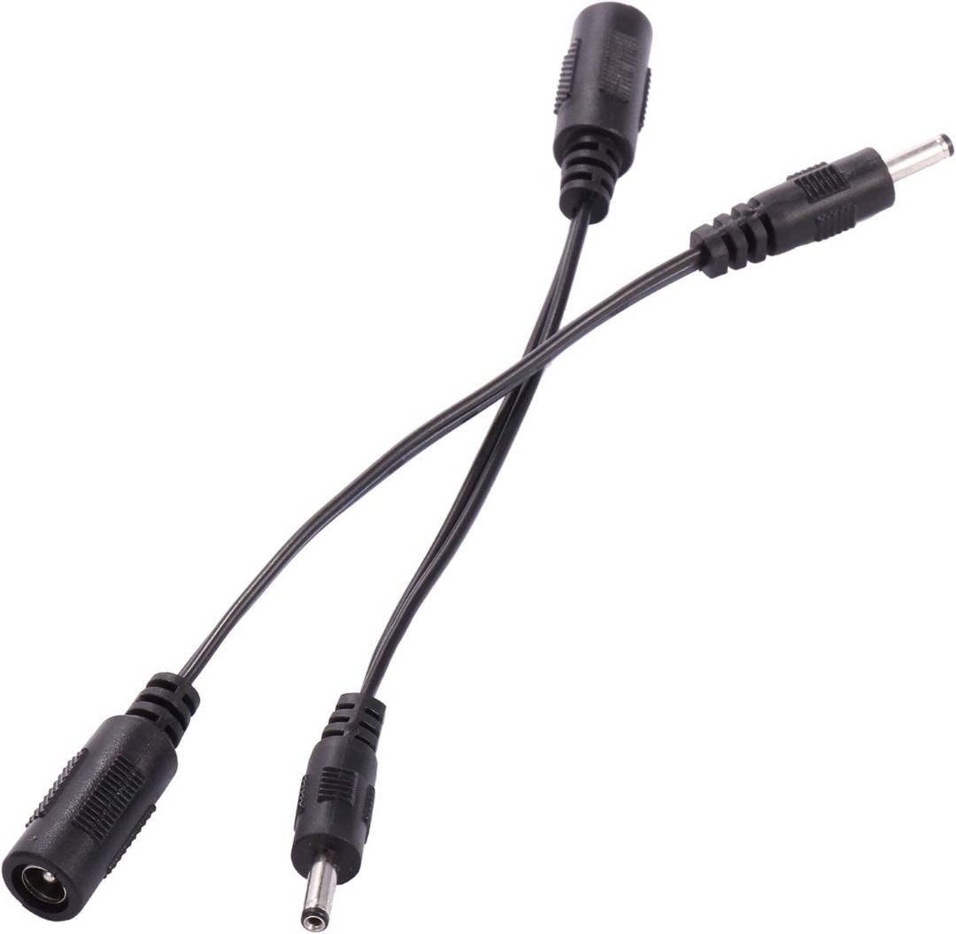 DC Power Adapter Cable - 5.5mm X 2.1mm Female To 3.5mm X 1.35mm Male Converter (Black) 1 thumbnail image