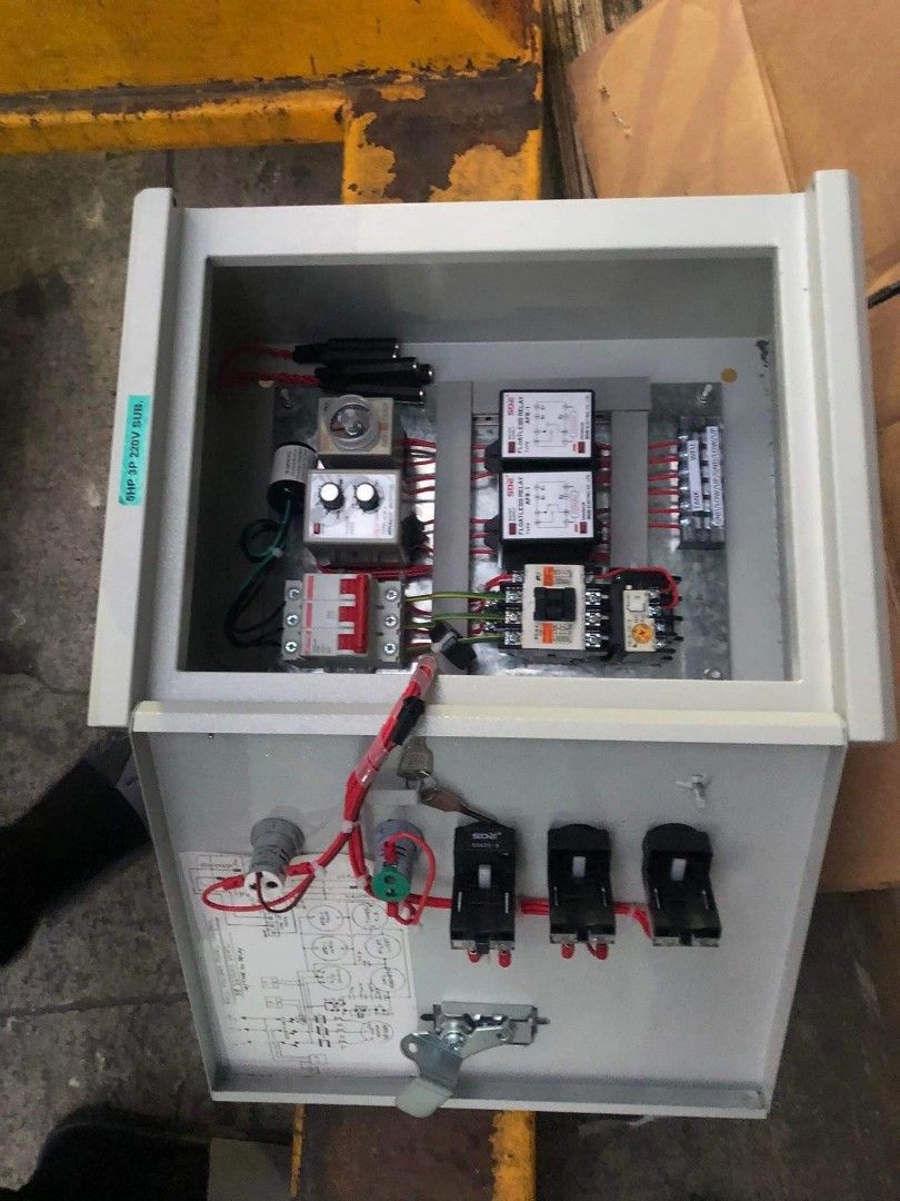 Control panel set for deepwell submersible pump (Category: Industrial Equipment) located in Manila. Submitted by joeyroque09 (Listing ID 1209455934, Image 2). Description: control panel set for deepwell submersible pump specs; 2hp 1phase 220V 60Hz.