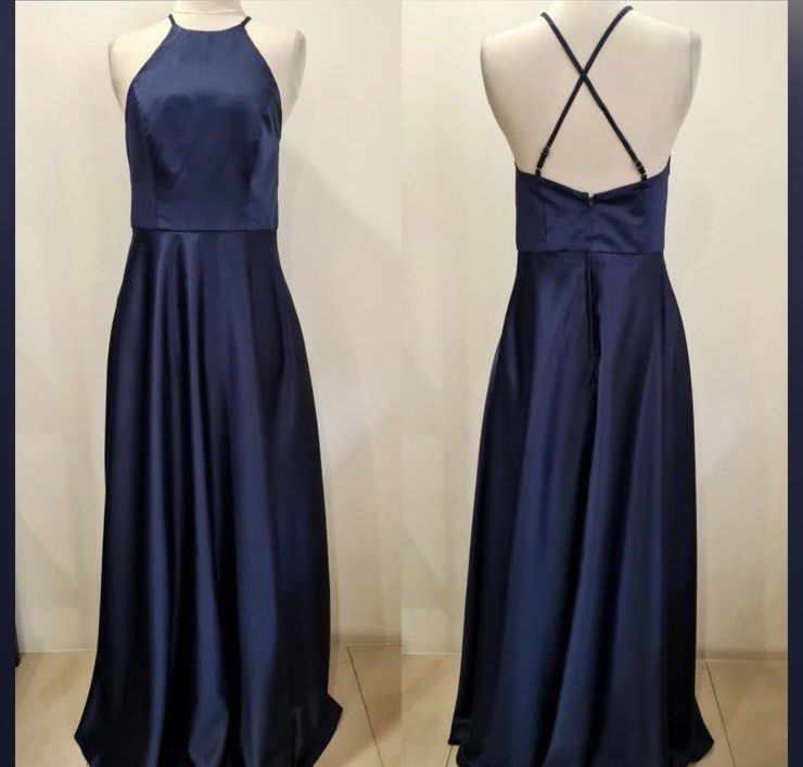 David's bridal navy blue long dress sale