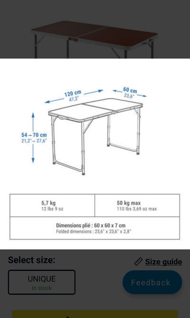 Decathlon Folding table, Furniture & Home Living, Furniture, Tables