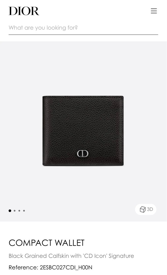Vertical Wallet Black Grained Calfskin with CD Icon Signature