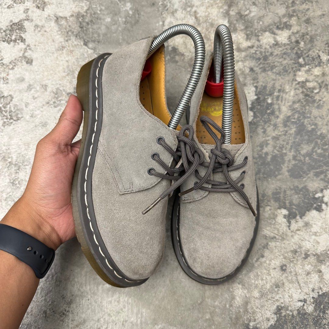 Dr Martens 1461 Suede Grey Women s Fashion Footwear Boots on