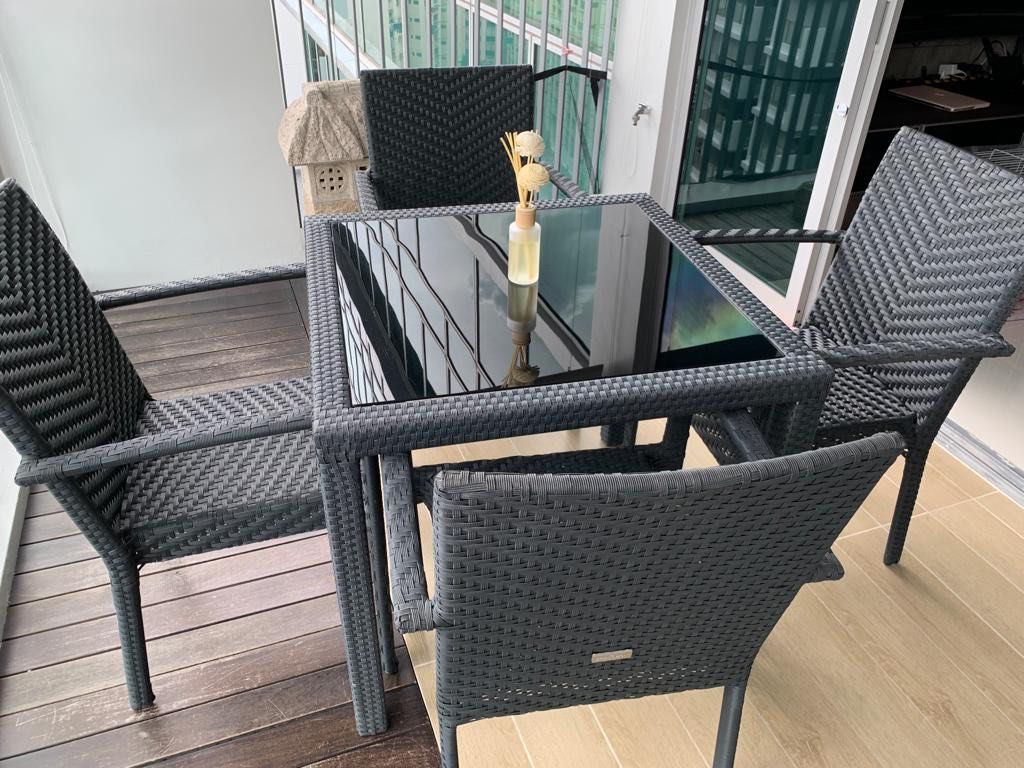 Empire Resort Canberra Black Dining Table Set, Furniture & Home Living