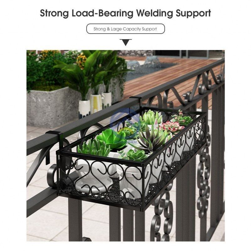 Flower Pot Rack Balcony Corridor Railing Hanging Plant Basket Garden