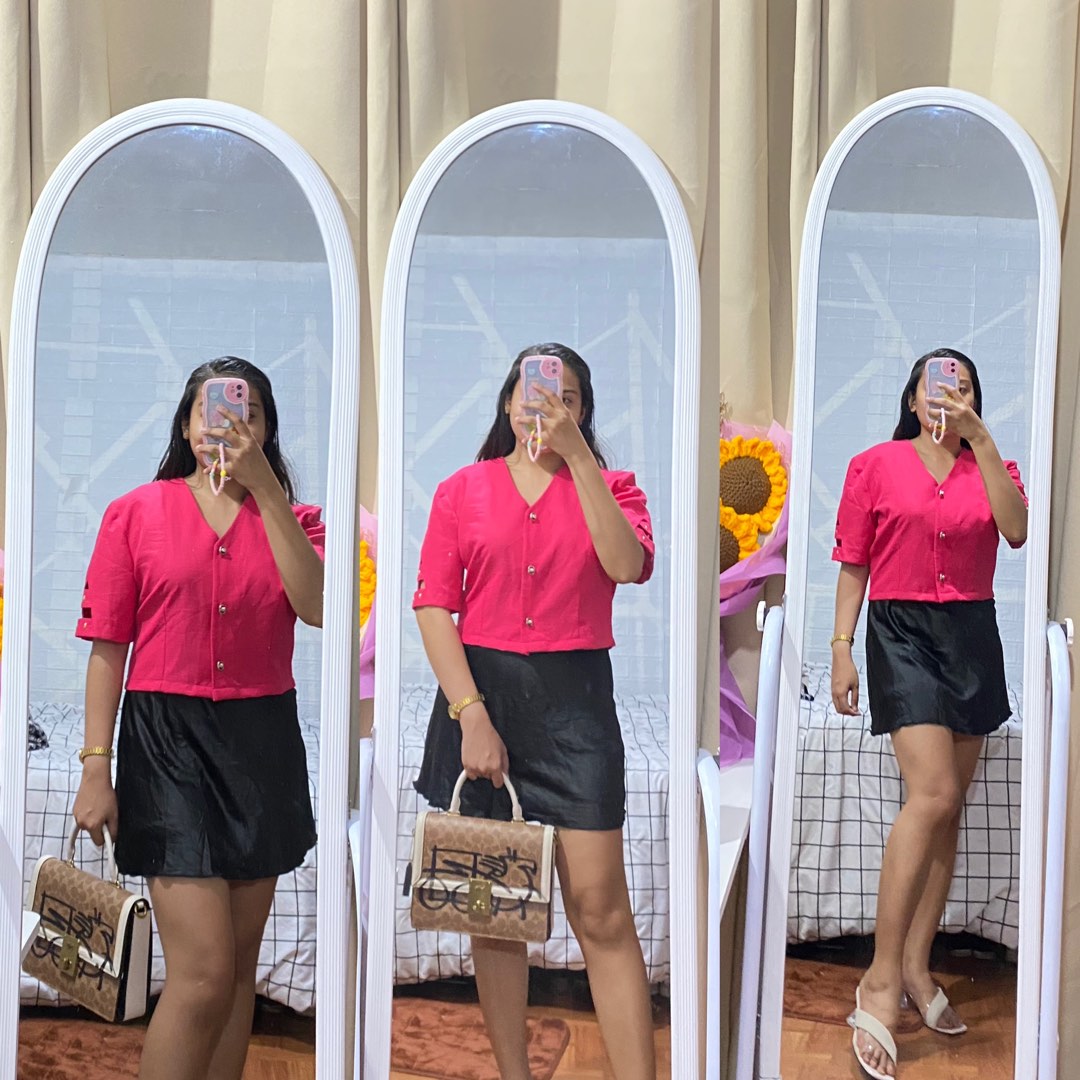 Fuschia Pink Office Top, Women's Fashion, Tops, Blouses on Carousell