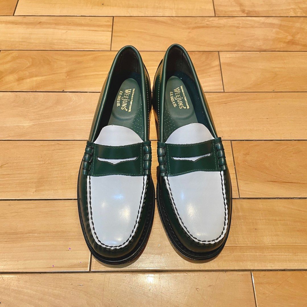 G.H Bass&Co Weejuns Larson Penny 樂福鞋UK7 墨綠白green/white